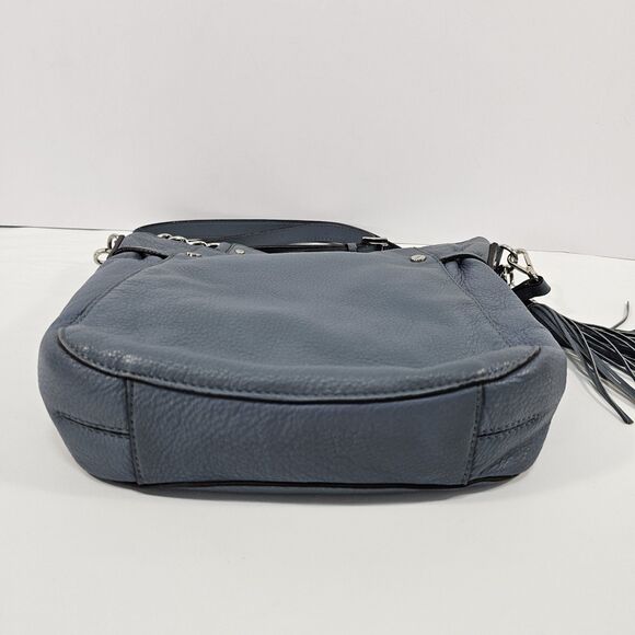 Michael Kors Megan Blue Leather Crossbody Bag with Chain Strap & Tassel Accent - Picture 3 of 12